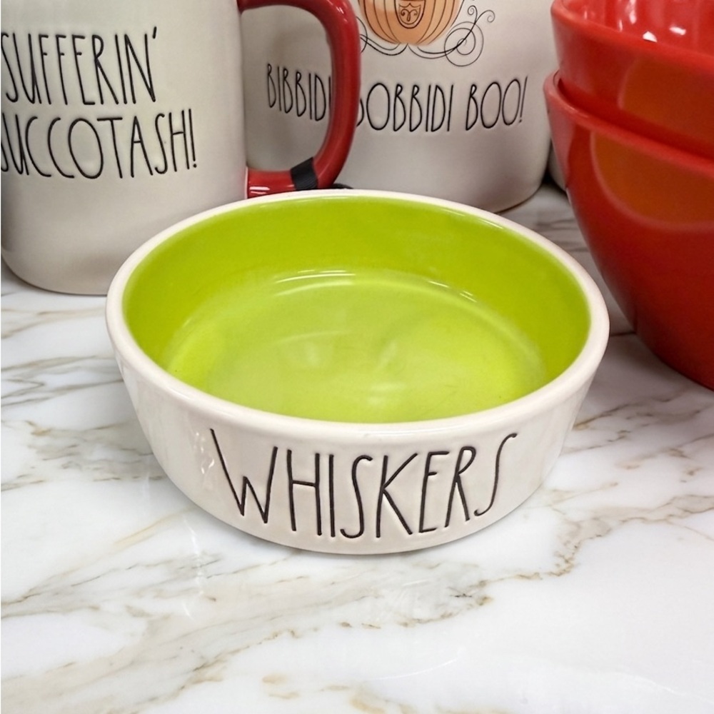 Rae Dunn Whiskers Ceramic Bowl - Lime Green Interior